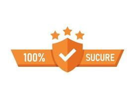 100 secure icon in flat style. Privacy guarantee vector illustration on isolated background. Safety risk sign business concept.