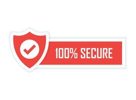 100 secure icon in flat style. Privacy guarantee vector illustration on isolated background. Safety risk sign business concept.