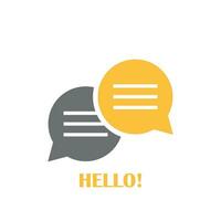Hello dialogue balloon icon in flat style. Speech bubble vector illustration on isolated background. Comment sign business concept.