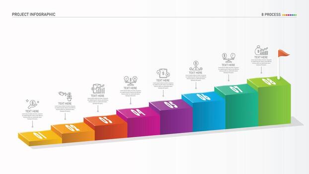 Bar chart rectangular 3d and icons for your Business reports and financial data presentation. vector