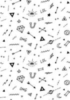 Vector pattern with old school tattoo elements. Black and white.