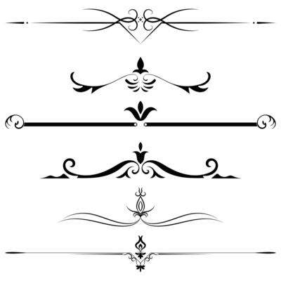 Set of black and white vintage borders. Vintage lines. Decorative elements. Border flower collection
