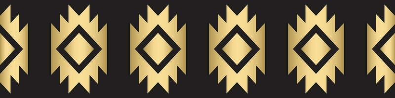 golden seamless geometric pattern Aztec ethnic tribe. vector