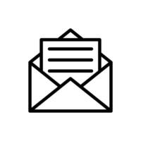 Open envelope, email invitation, read mail, newsletter, letter icon in line style design isolated on white background. Editable stroke. vector