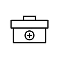 Medical kit, first aid kit icon in line style design isolated on white background. Editable stroke. vector