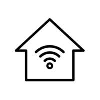 Home wifi network, internet connection, smart home icon in line style design isolated on white background. Editable stroke. vector