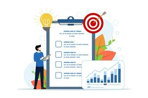 Concept of project planning, cooperation, workflow process with tiny people. business process analysis abstract vector illustration. Vision and scope, increasing productivity, partnership metaphor.