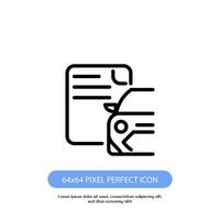 car document outline icon pixel perfect good for web and mobile app vector