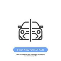 half car outline icon pixel perfect good for web and mobile vector