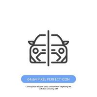 half car outline icon pixel perfect good for web and mobile vector