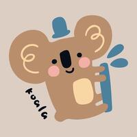 Hand drawn children's cartoon illustration koala vector