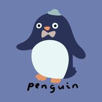 mano dibujado linda dibujos animados ilustración linda pingüino vector