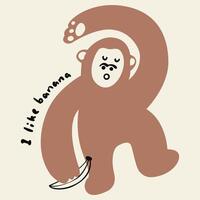 Creative hand drawn cute gorilla illustration vector