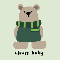 Hand drawn cartoon children illustration cute bear vector