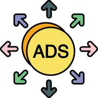 advertising submission color outline icon design vector