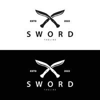 Sword Logo, Simple Fighter Cutting Tool Design Illustration Template vector