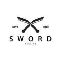 Sword Logo, Simple Fighter Cutting Tool Design Illustration Template vector