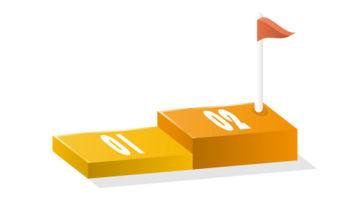 Bar chart rectangular 3d, Infographics elements diagram with 2 steps. png