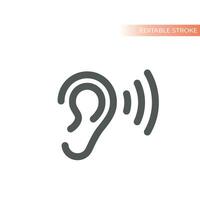 Human ear and listening line icon. Hear and hearing vector. vector