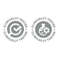 Clinically tested vector label. Circle certification badge.