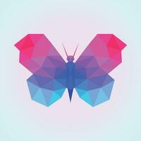 elegant polygonal abstract crystal butterfly art, jewelry diamond logo vector