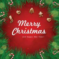 Merry christmas festival background holiday. xmas decorations season vector