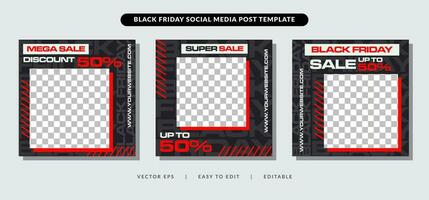 black friday Sale. Trendy editable banner post template. Design for social media. vector