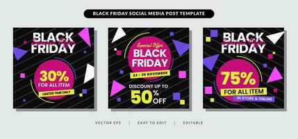 black friday Fashion Sale social media post memphis style template vector