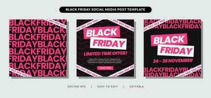 banner post template for black friday black and pink vector