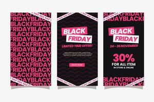 Stories template for black friday black and pink vector