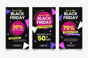 black friday Fashion Sale social media stories memphis style template vector