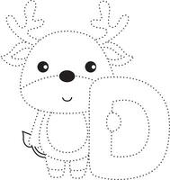 deer dotted line practice draw cartoon doodle kawaii anime coloring page cute illustration drawing clip art character chibi manga comic vector