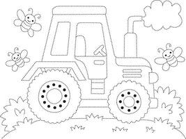 tractor patched practice draw cartoon doodle kawaii anime coloring page cute illustration drawing clip art character chibi manga comic vector