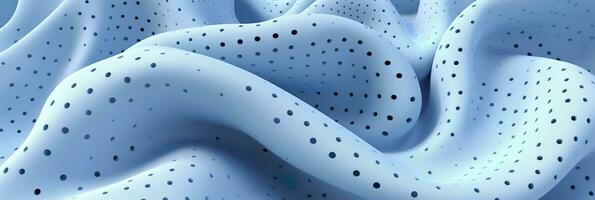 Breathable fabric dry light blue soft mesh holes floating light blue background. Generative AI photo