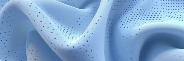 Breathable fabric dry light blue soft mesh holes floating light blue background. Generative AI photo