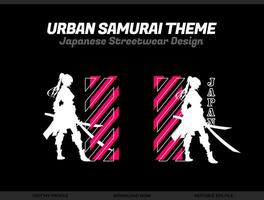 urbano hembra samurai. silueta Japón samurai vector para diseño t camisa concepto. silueta samurai. japonés camiseta diseño. silueta para un japonés tema. samurai vector ilustración.