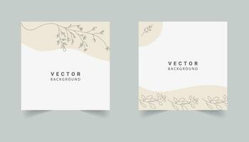 neutral mínimo antecedentes en pastel colores con plantas elementos.vector para social medios de comunicación cuentos y correo, invitación, saludo tarjeta, embalaje, marca diseño,pancarta,presentación,cartel,publicidad vector