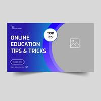 Best online learning tips video thumbnail design, education purpose, study tricks, fully editable vector eps file format