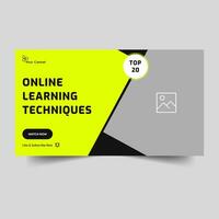 Creative online learning video material video thumbnail design, study tips and techniques, fully editable vector eps file format