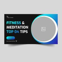 Creative fitness video thumbnail design, yoga and meditation thumbnail concept, Vector eps 10 file format