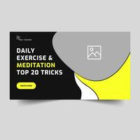 Creative body fitness video thumbnail design, daily yoga and exercise tips, fully editable vector eps 10 file format