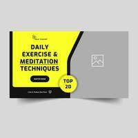 Daily exercise tips and tricks video thumbnail banner design, fully customizable vector eps 10 file format