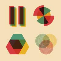 Set of geometric shapes in trendy risograph style. Vector abstract symbols. 90's style