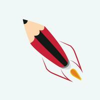 Rocket ship pencil concept, stationary, illustration logo icon start up vector