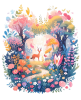 conto de fadas Magia fada jardim, lindo fantasia floral, ai gerado png