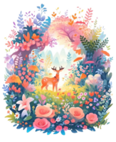 Fairytale magic fairy garden, beautiful fantasy floral, AI generated png