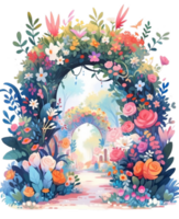 Fairytale magic fairy garden, beautiful fantasy floral, AI generated png