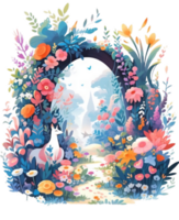 cuento de hadas magia hada jardín, hermosa fantasía floral, ai generado png