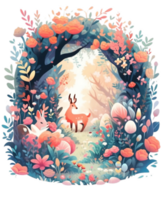 Fairytale magic fairy garden, beautiful fantasy floral, AI generated png
