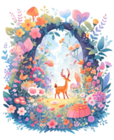 cuento de hadas magia hada jardín, hermosa fantasía floral, ai generado png